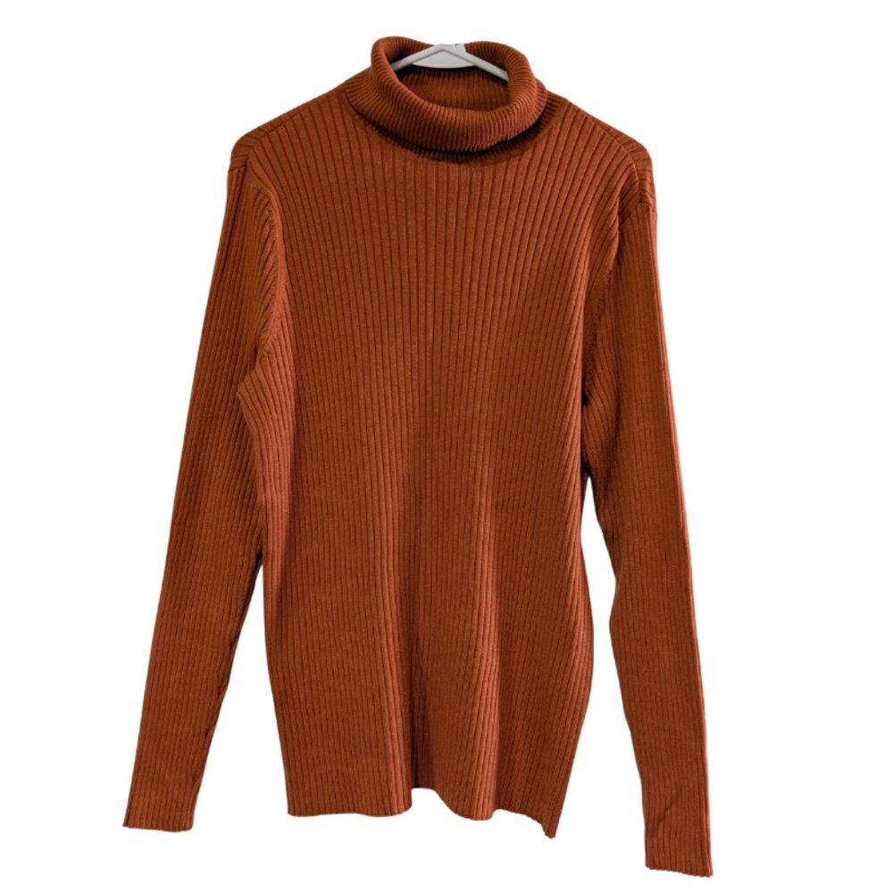 Lane Bryant Women's Fitted Ribbed Turtleneck Sweater, Orange, Plus Size 18/20